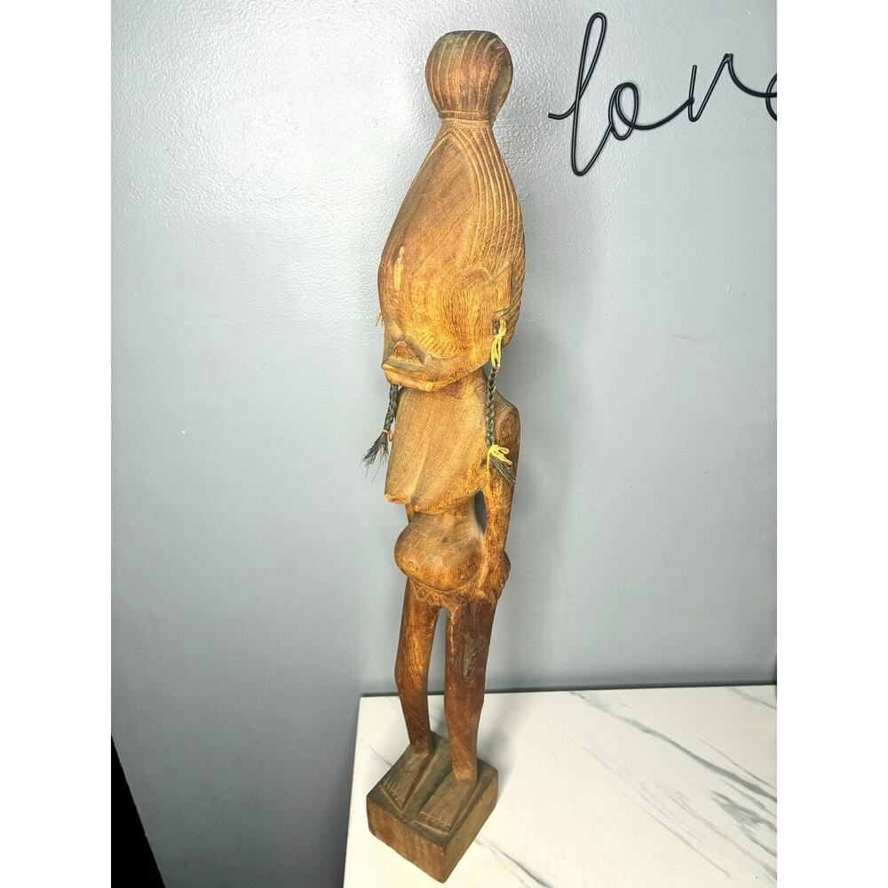 Large Hand Carved African Fertility Figure Wood Tribal Sculpture